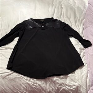 JM Collection Black Top with Ring Detail